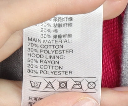 Adidas Women's Grey Pink Full Zip Hoodie Size 10 UK Cotton Blend