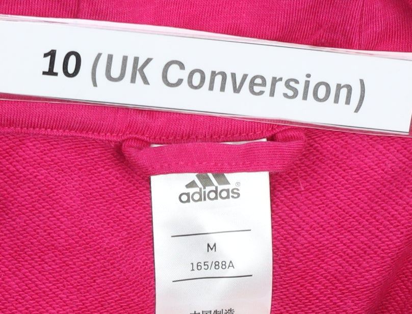 Adidas Women's Grey Pink Full Zip Hoodie Size 10 UK Cotton Blend