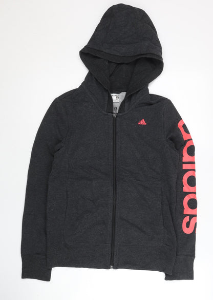 Adidas Women’s Black Medium Full Zip Hoodie Sweatshirt Sport Essentials