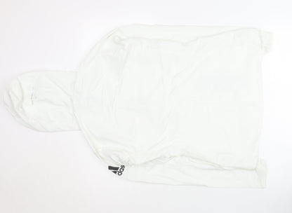 Adidas Womens White Size 10 Windbreaker Jacket Hooded Lightweight