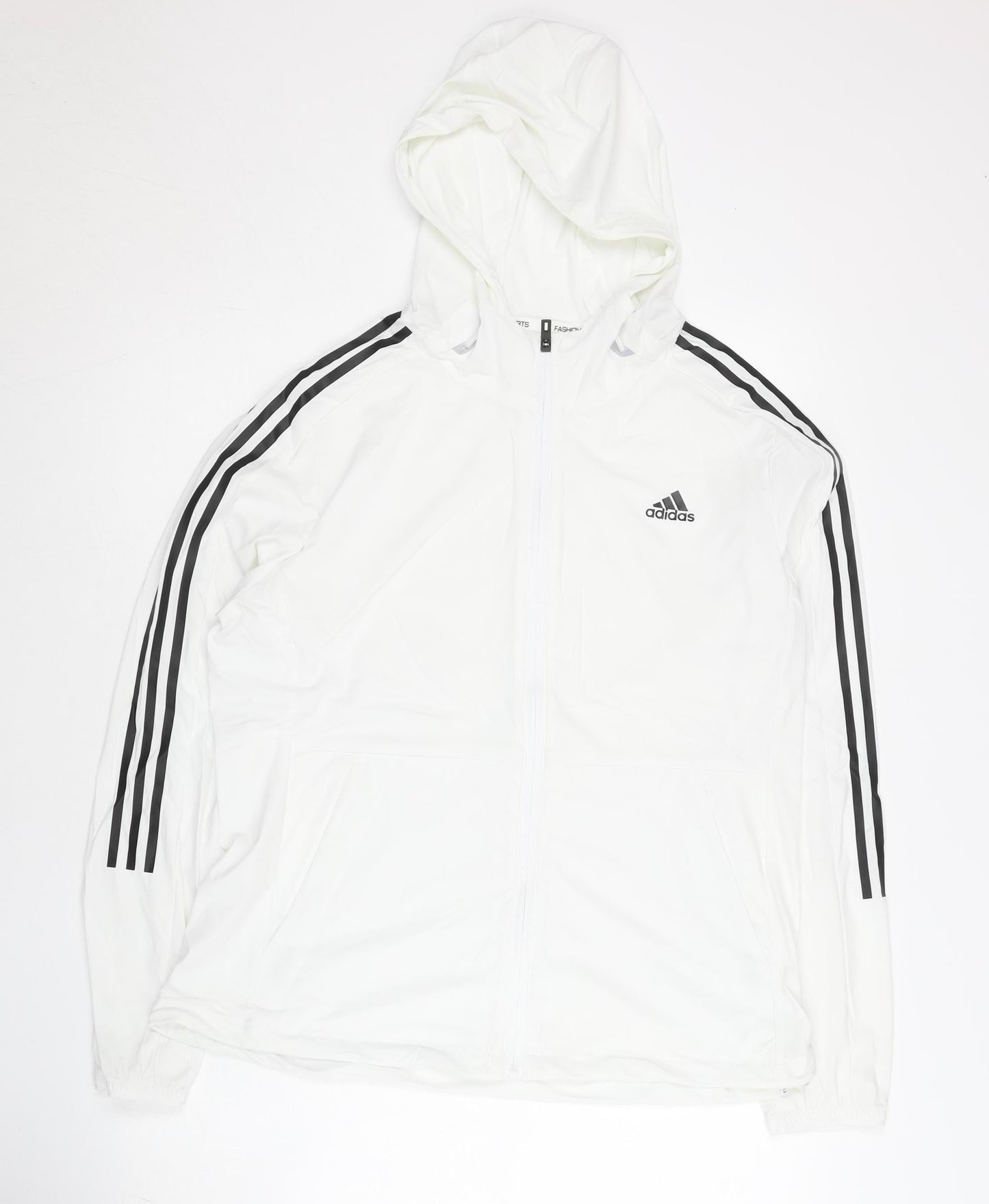 Adidas Womens White 2XL Track Jacket Lightweight Hooded Activewear