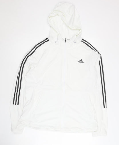 Adidas Womens White 2XL Track Jacket Lightweight Hooded Activewear