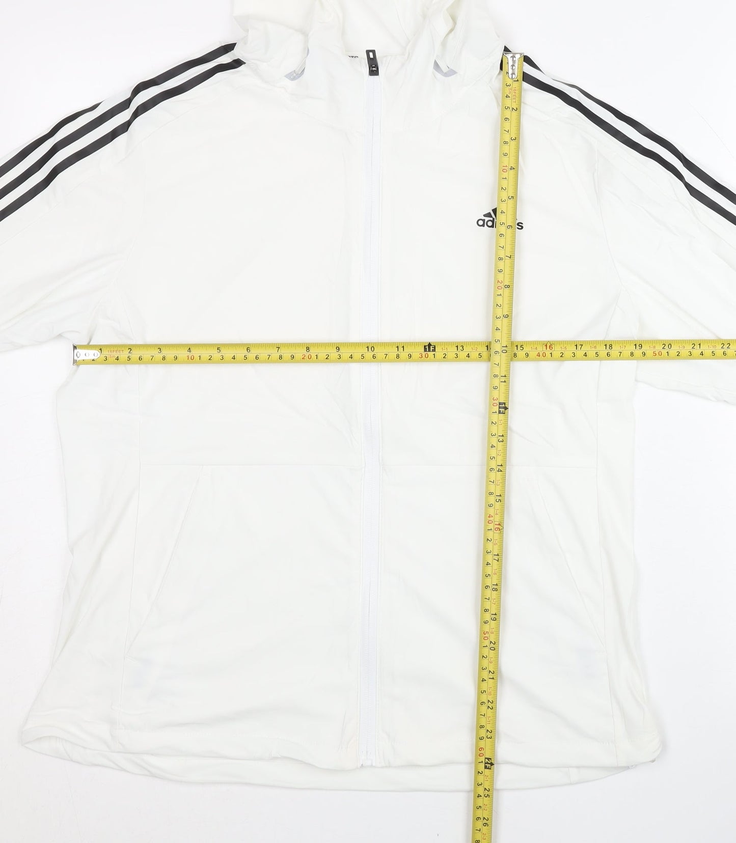 Adidas Womens White 2XL Track Jacket Lightweight Hooded Activewear