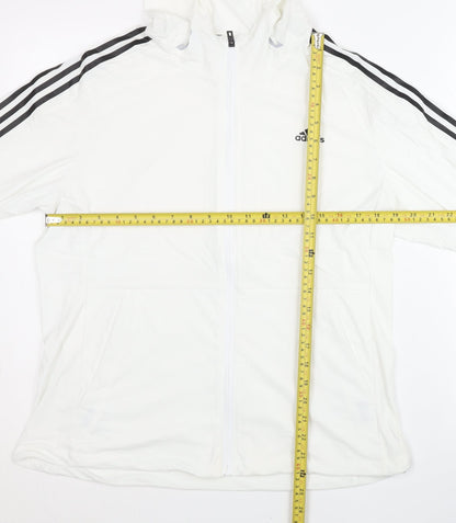 Adidas Womens White 2XL Track Jacket Lightweight Hooded Activewear