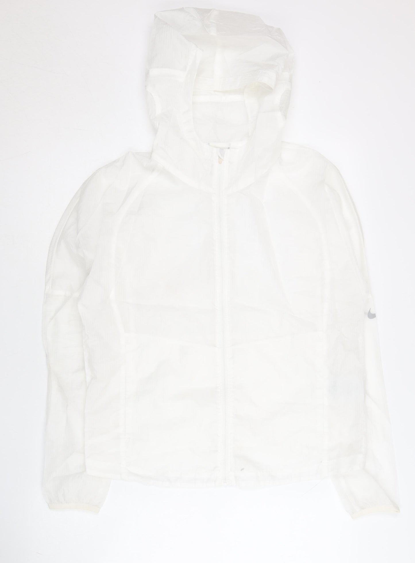 Nike Womens White M Lightweight Hooded Windbreaker Jacket