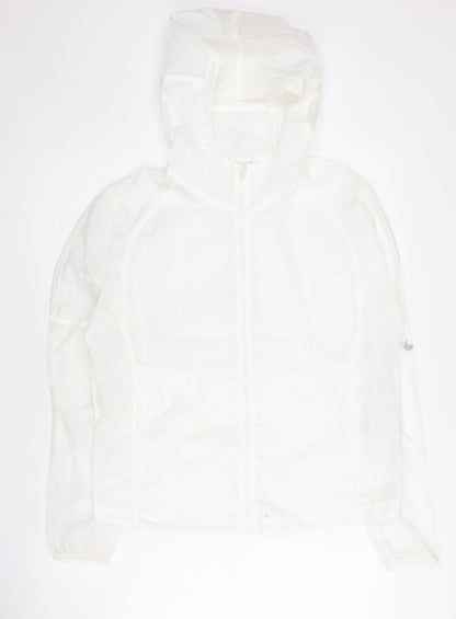 Nike Womens White M Lightweight Hooded Windbreaker Jacket