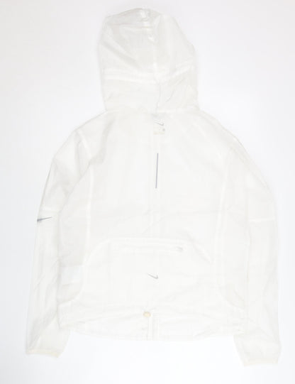 Nike Womens White M Lightweight Hooded Windbreaker Jacket
