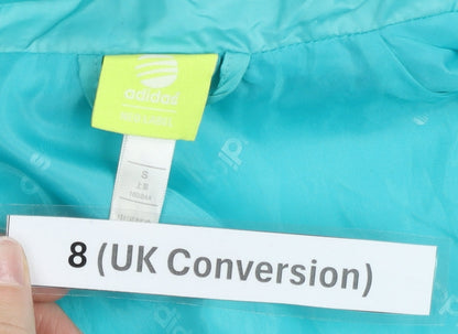 Adidas Womens Black Blue Windbreaker Jacket Size 8 Hooded Sportswear