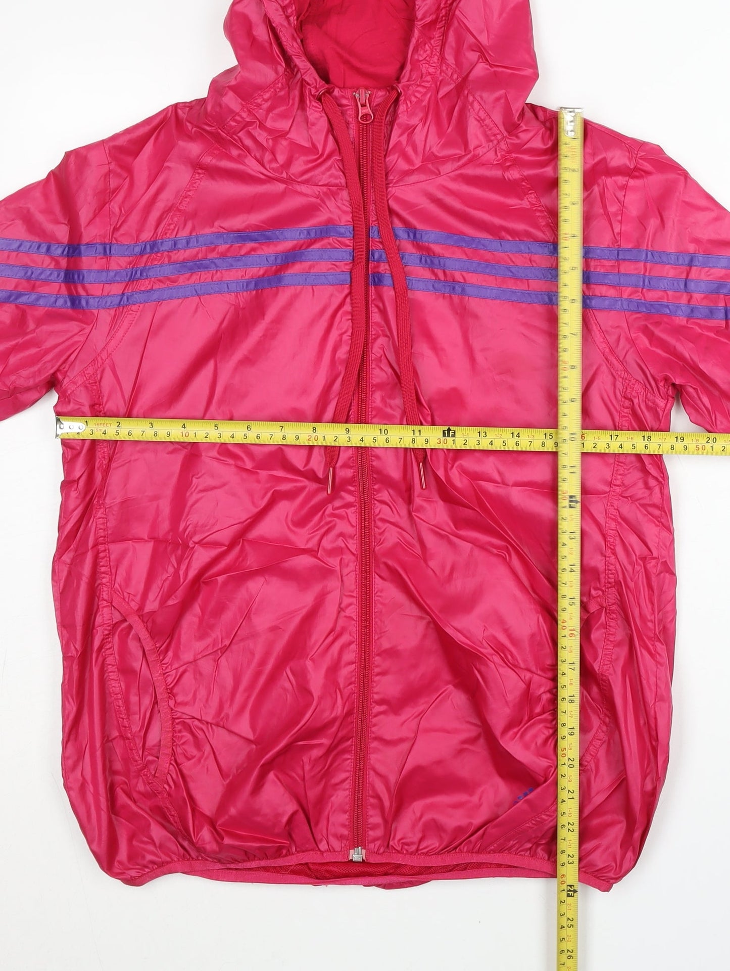 Adidas Womens Pink Size 10 Windbreaker Jacket Hooded Full Zip