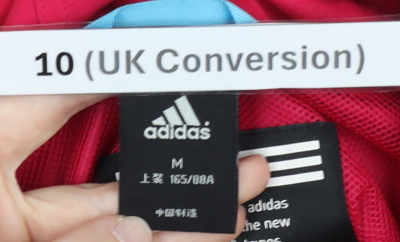 Adidas Womens Pink Size 10 Windbreaker Jacket Hooded Full Zip