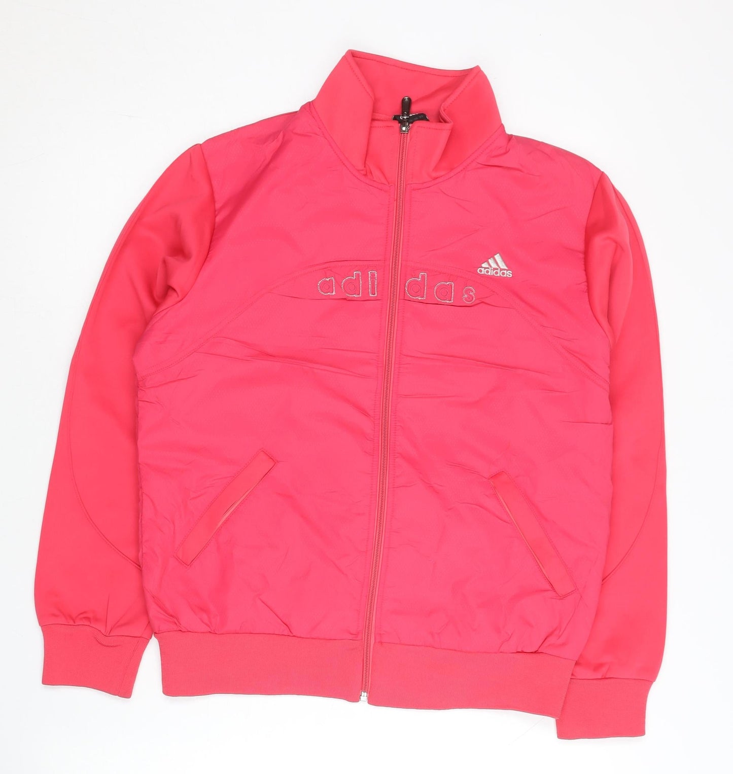 Adidas Womens Pink L Track Jacket Cotton Full Zip Activewear