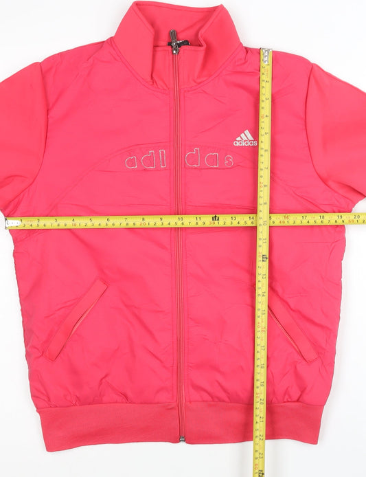 Adidas Womens Pink L Track Jacket Cotton Full Zip Activewear