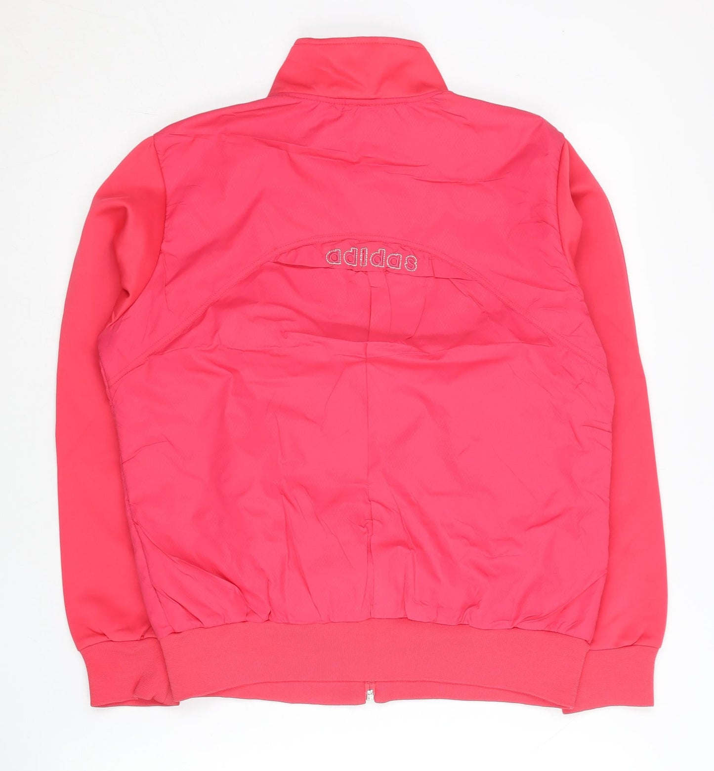 Adidas Womens Pink L Track Jacket Cotton Full Zip Activewear