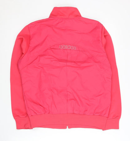 Adidas Womens Pink L Track Jacket Cotton Full Zip Activewear