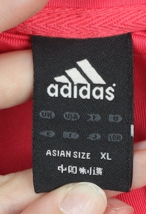 Adidas Womens Pink L Track Jacket Cotton Full Zip Activewear