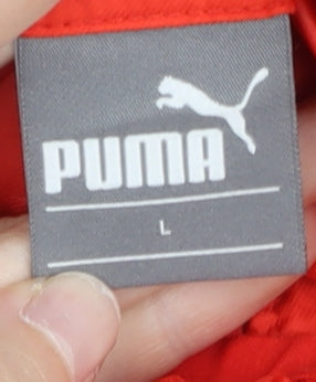 Puma Women Red Windbreaker Jacket Lightweight Hooded L
