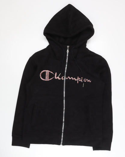 Champion Womens Black Medium Full Zip Hoodie Cotton Logo