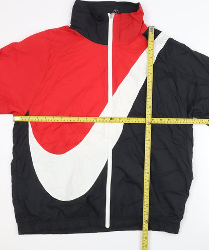 Nike Women’s Red Black White Windbreaker Jacket Size S Full Zip