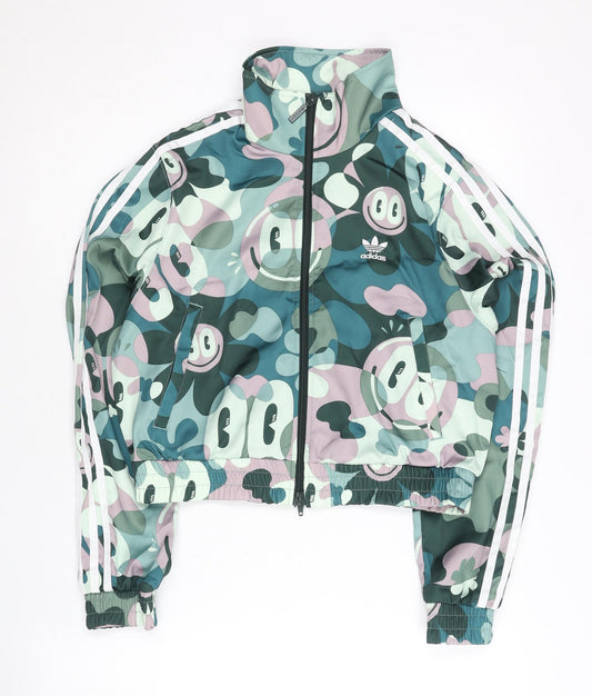 Adidas Women’s Multicoloured Track Jacket Size 10 Cropped Lightweight