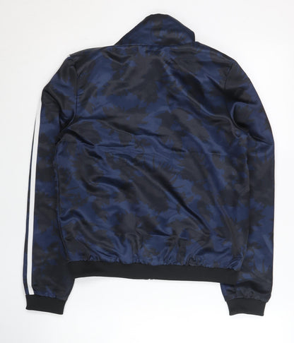 Adidas Women Blue Size 8 Track Jacket Floral Sportswear Polyester