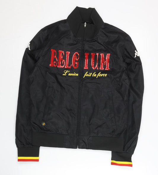 Kappa Women’s Black Varsity Jacket Size 10 Belgium Logo Full Zip