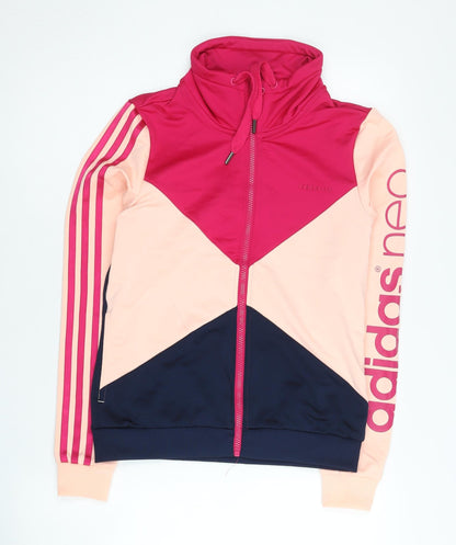 Adidas Women’s Pink Colourblock Track Jacket Size 10 Full Zip