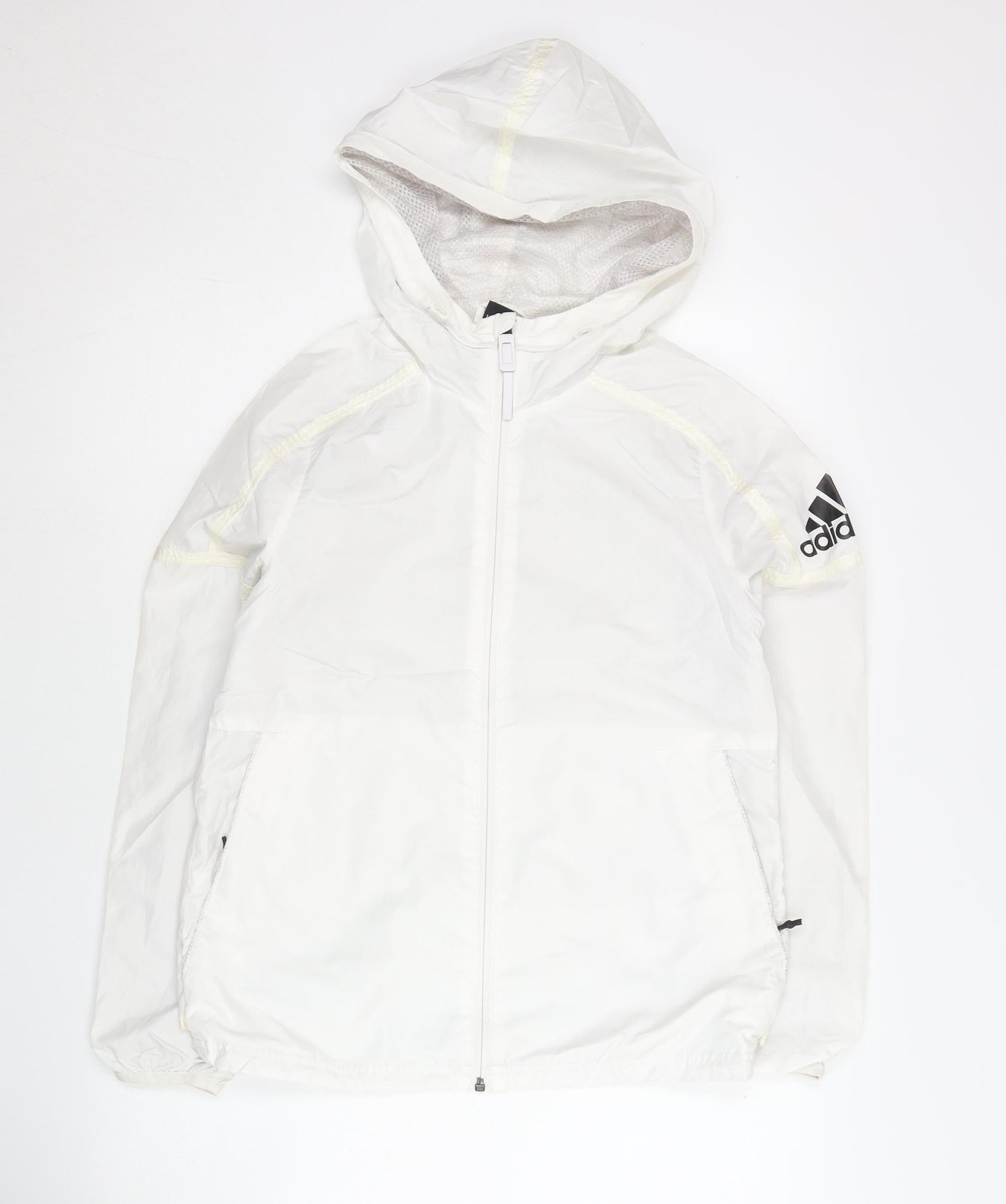 Adidas Womens White Size 6 Windbreaker Hooded Jacket