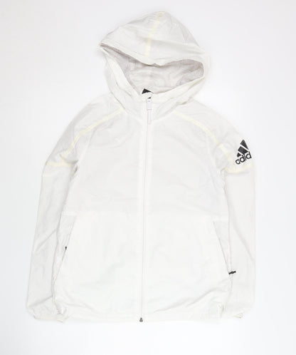 Adidas Womens White Size 6 Windbreaker Hooded Jacket