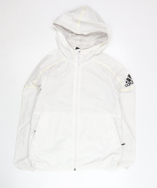 Adidas Womens White Size 6 Windbreaker Hooded Jacket