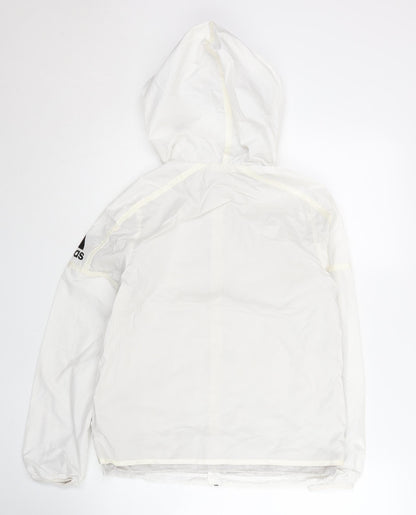 Adidas Womens White Size 6 Windbreaker Hooded Jacket