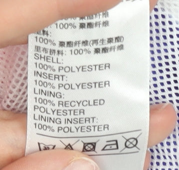 Adidas Womens Pink Blue Windbreaker Jacket Size 8 UK Hooded Full Zip