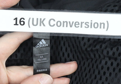 Adidas Women’s Black Track Jacket Size 16 Hooded Lightweight Sportswear