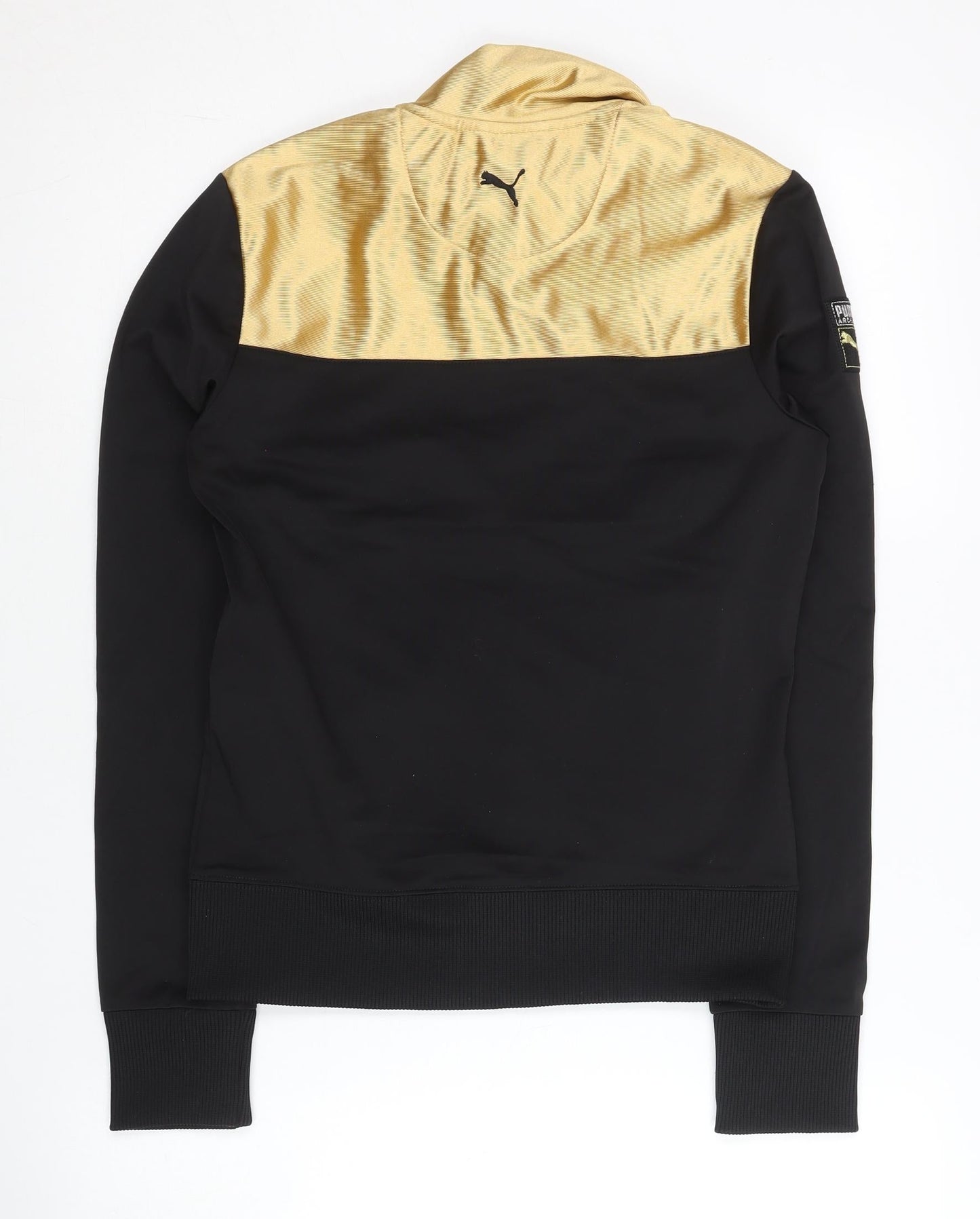 Puma Womens Black Gold Track Jacket L Full Zip Polyester Sportswear