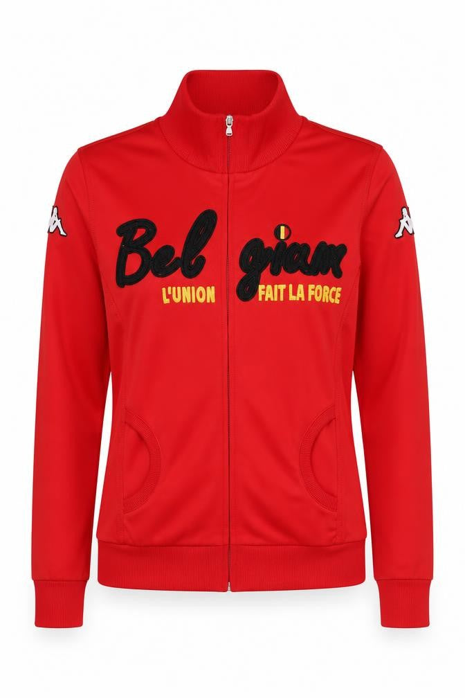 Kappa Women’s Red Track Jacket Size 8 Belgium Logo Full Zip Sportswear