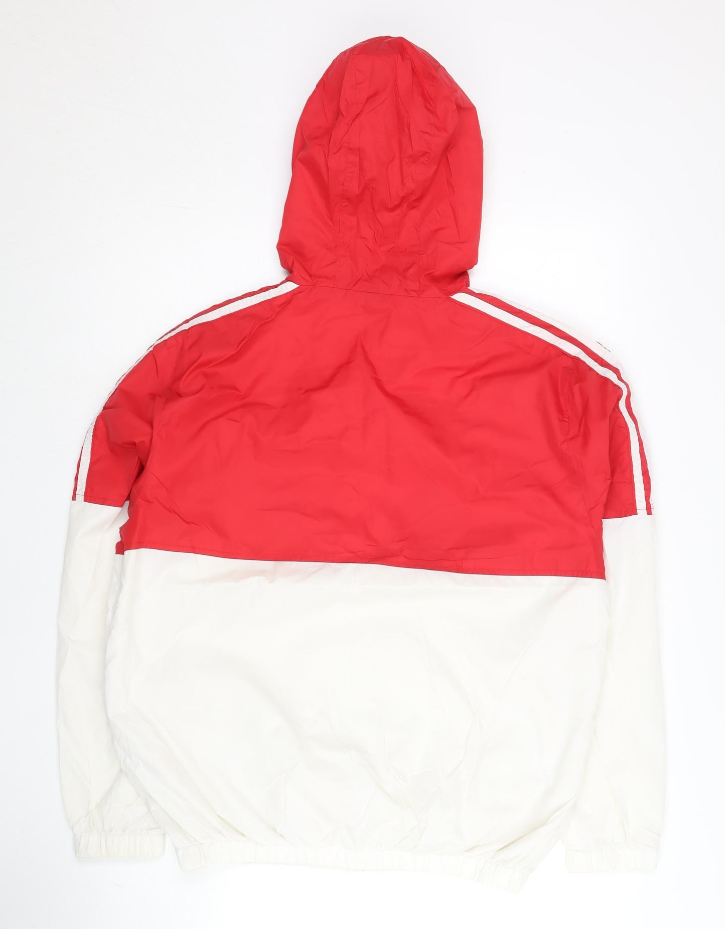 Adidas Womens Red White XL Windbreaker Jacket Hooded Sports
