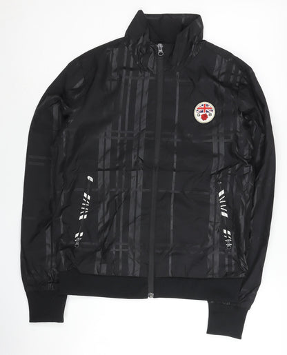 Kappa Womens Black Track Jacket Size 10 Lightweight Full Zip Sports