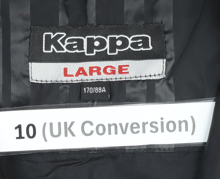 Kappa Womens Black Track Jacket Size 10 Lightweight Full Zip Sports