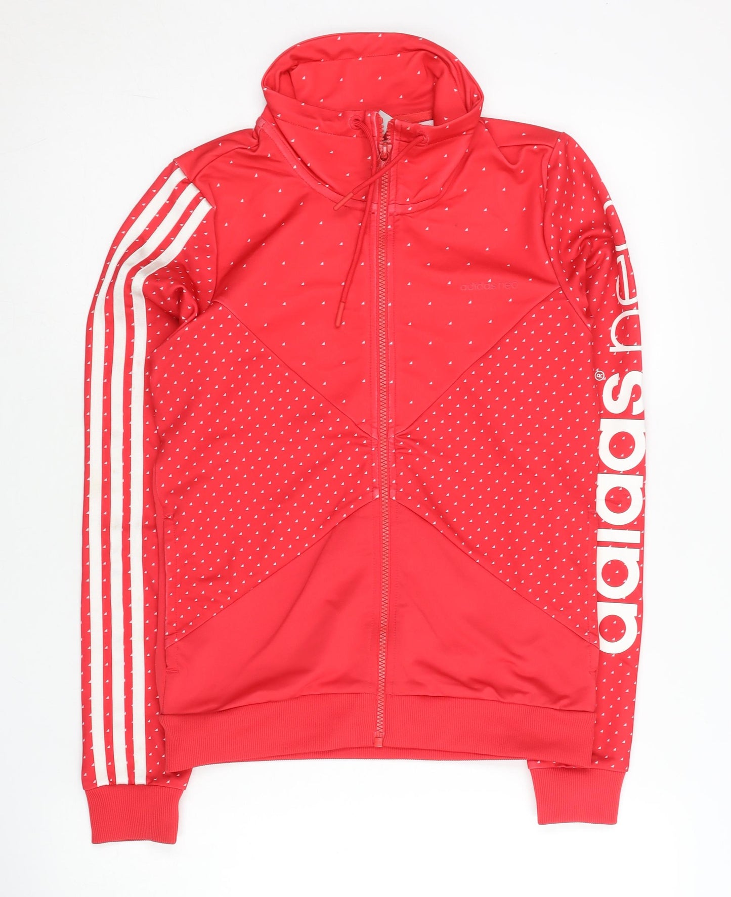 Adidas Women’s Red Polka Dot Track Jacket Size 8 Full Zip Hoodie