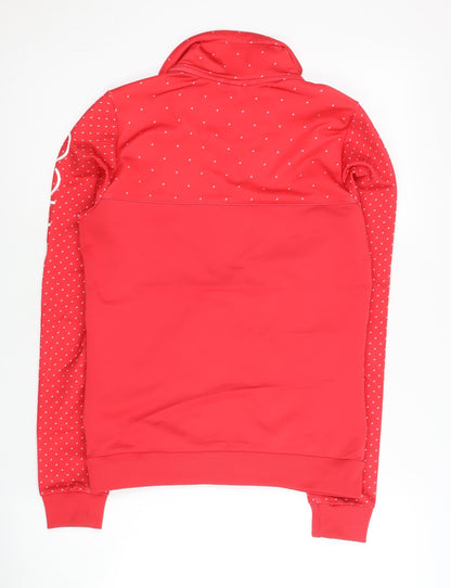 Adidas Women’s Red Polka Dot Track Jacket Size 8 Full Zip Hoodie
