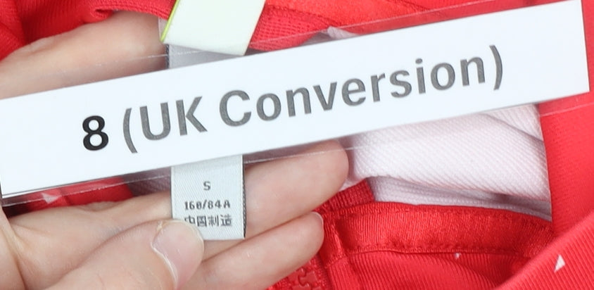 Adidas Women’s Red Polka Dot Track Jacket Size 8 Full Zip Hoodie