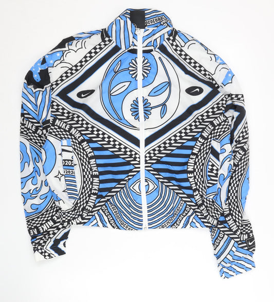 Nike Women’s Blue Geometric Track Jacket Size L Lightweight