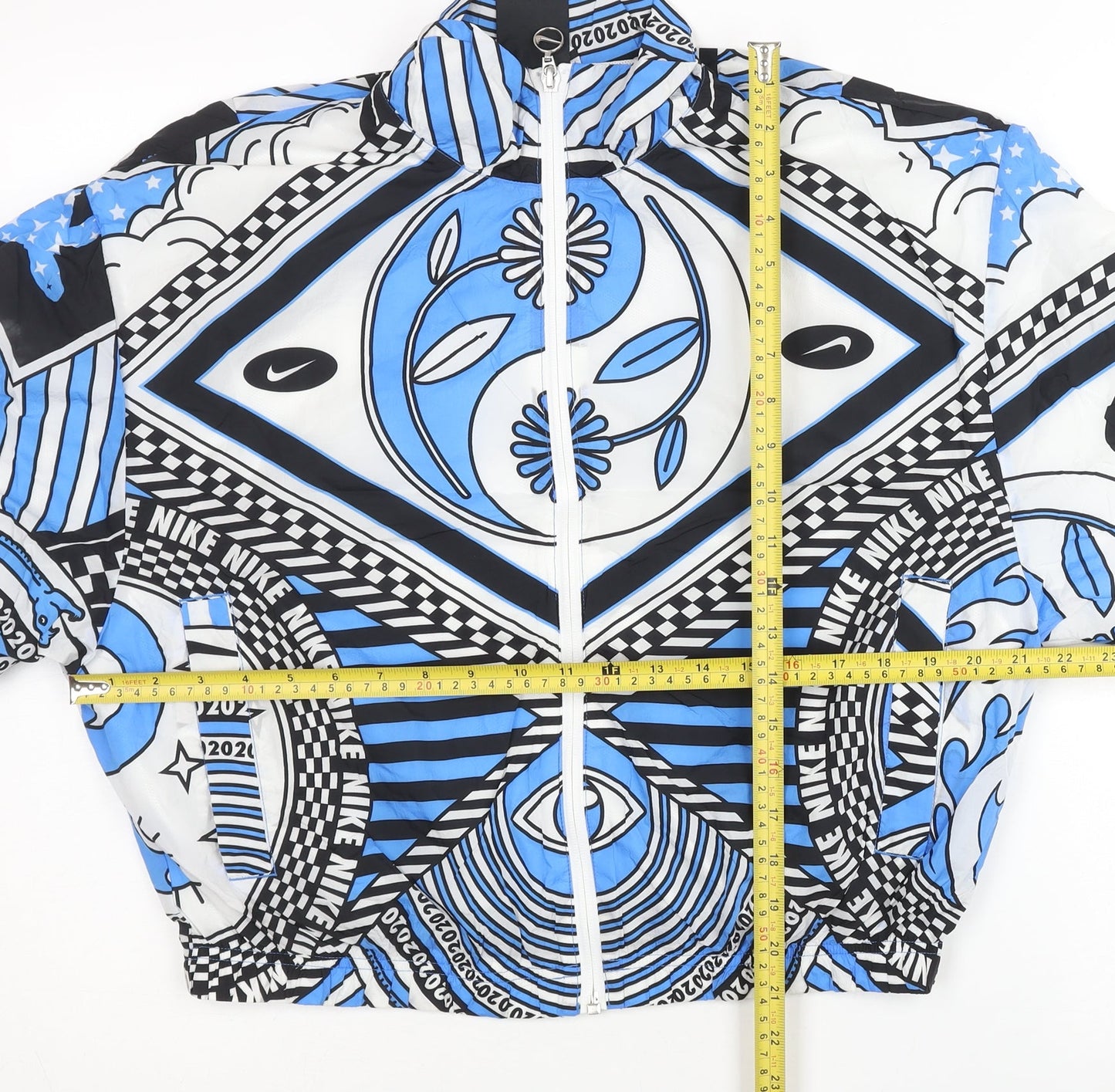 Nike Women’s Blue Geometric Track Jacket Size L Lightweight