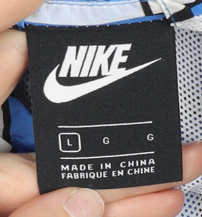 Nike Women’s Blue Geometric Track Jacket Size L Lightweight