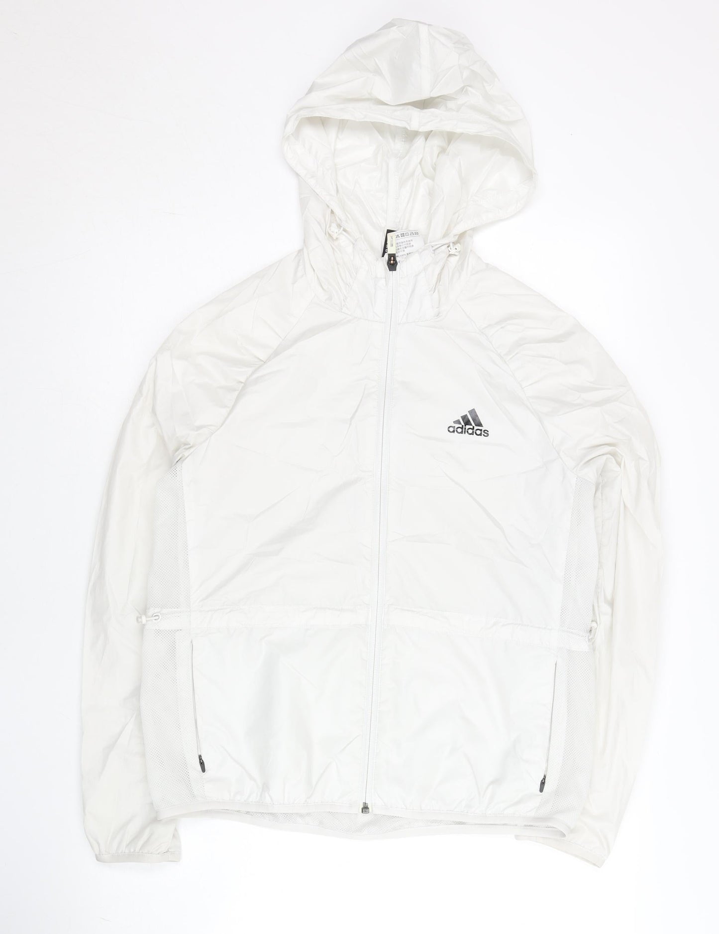 Adidas Womens White Size 10 Windbreaker Jacket Hooded Lightweight