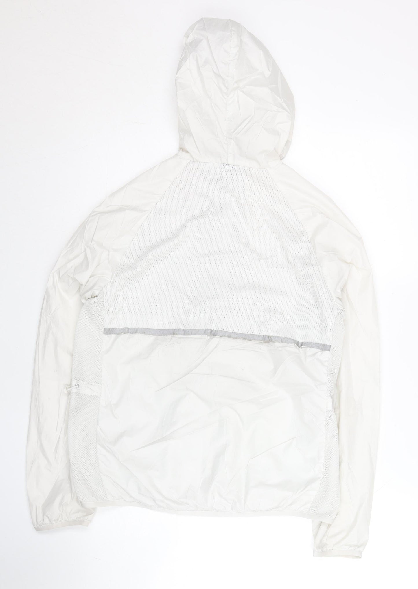 Adidas Womens White Size 10 Windbreaker Jacket Hooded Lightweight