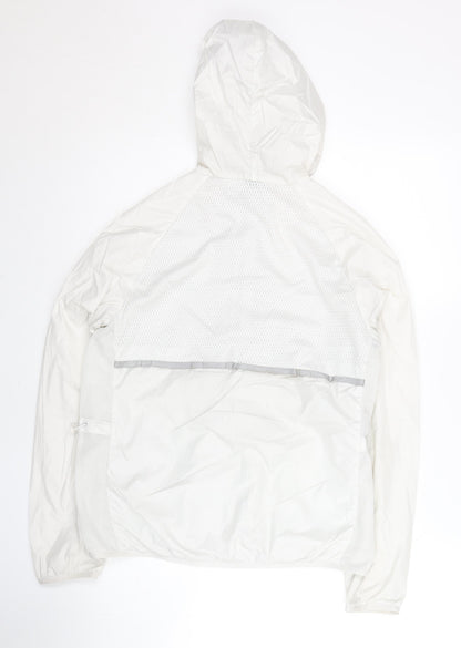Adidas Womens White Size 10 Windbreaker Jacket Hooded Lightweight