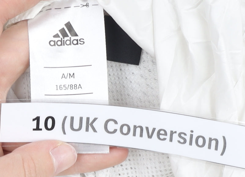 Adidas Womens White Size 10 Windbreaker Jacket Hooded Lightweight