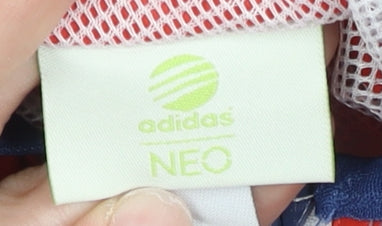 Adidas Women’s Blue Red White Windbreaker Jacket M Hooded Sportswear