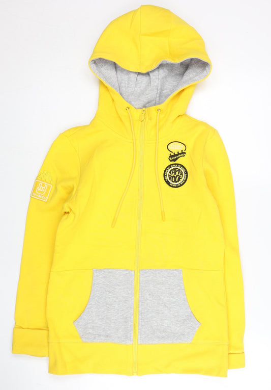 Kappa Womens Yellow Full Zip Hoodie Size 8 Logo Sports Casual