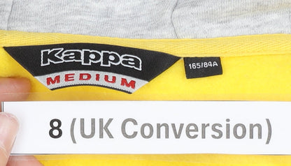 Kappa Womens Yellow Full Zip Hoodie Size 8 Logo Sports Casual